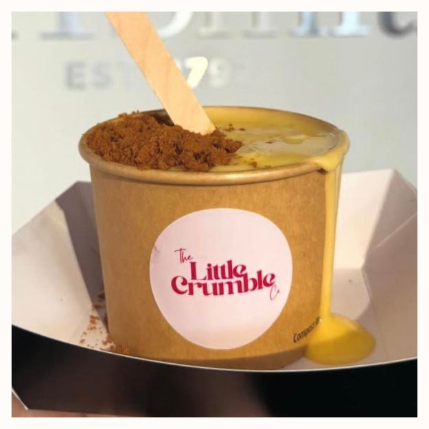 Enjoy Crumble Pots topped with silky custard